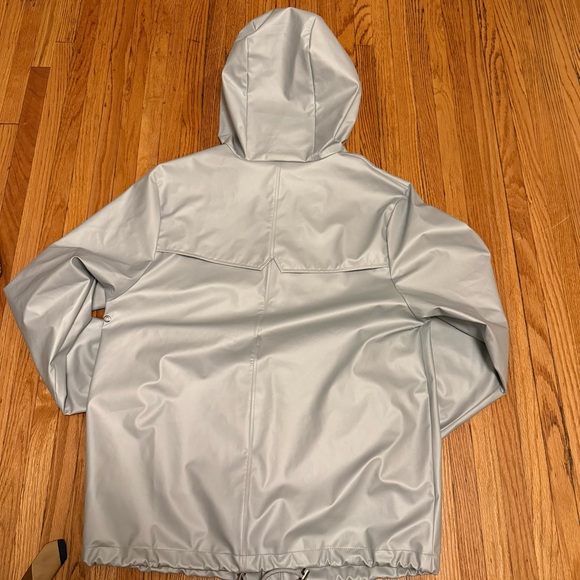 Rains Waterproof Hooded Rain Jacket Gray Lightweight Minimalist - Picture 2 of 6